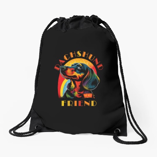 Dachshund The Best Friend Drawstring Bags