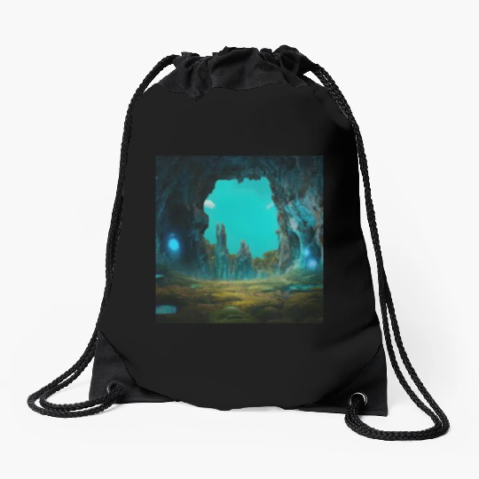 Bioluminescent Underground Landscapes Drawstring Bags