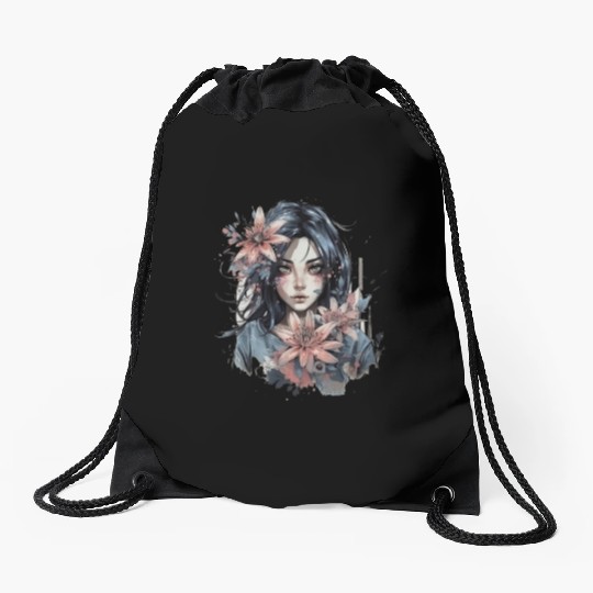 Japanese Spider Lily Soft Anime Aesthetic Flower Drawstring Bags