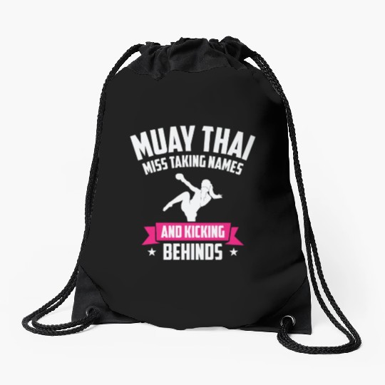 International Women's Day Muay Thai Girl Power Drawstring Bags