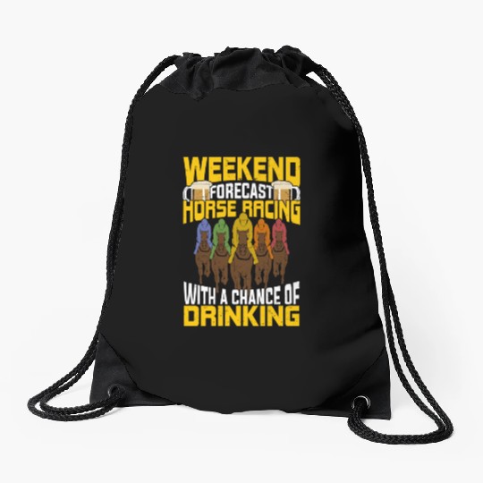 Weekend Forecast Horse Racing Drawstring Bags