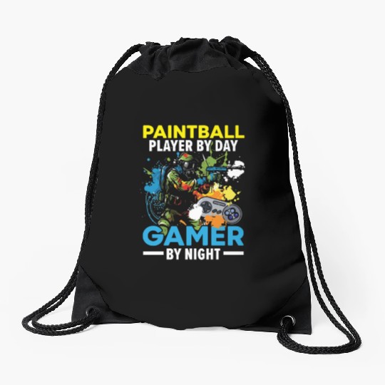 Video Game Lover Paintball Player Paintballer Drawstring Bags
