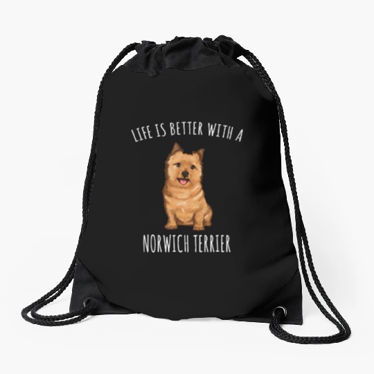 Life Is Better With A Norwich Terrier Dog Lover T Drawstring Bags