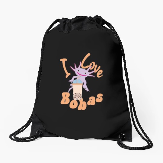 boba axolotl Drawstring Bags