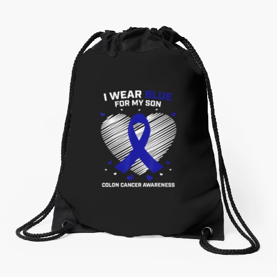 Men Women Gift I Wear Blue For My Son Colon Cance Drawstring Bags
