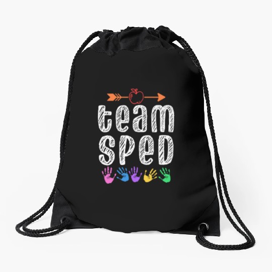 Team Sped Teacher Awareness Special Education Drawstring Bags