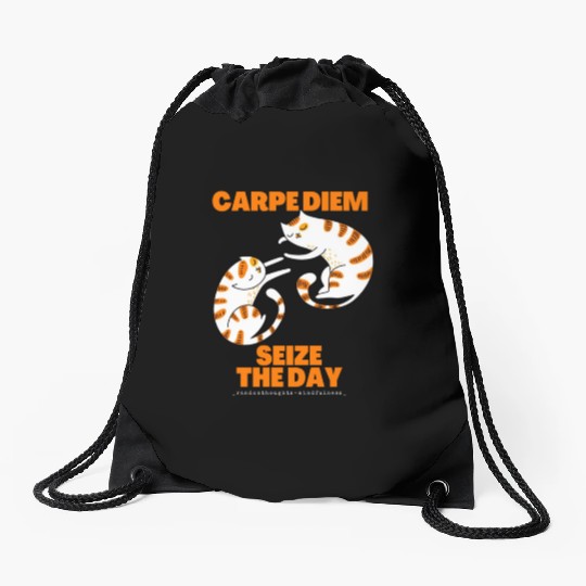 Cats Lover Carpe Diem Seize The Day Drawstring Bags