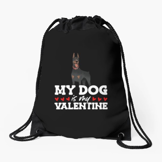 My Dog Is My Valentine Date Cute Doggy Drawstring Bags