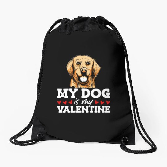 My Dog Is My Valentine Date Cute Doggy Drawstring Bags