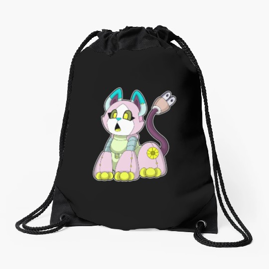Cat As Robot Drawstring Bags