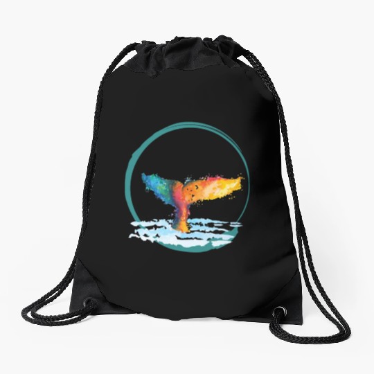 Whale Tail T - Drawstring Bags