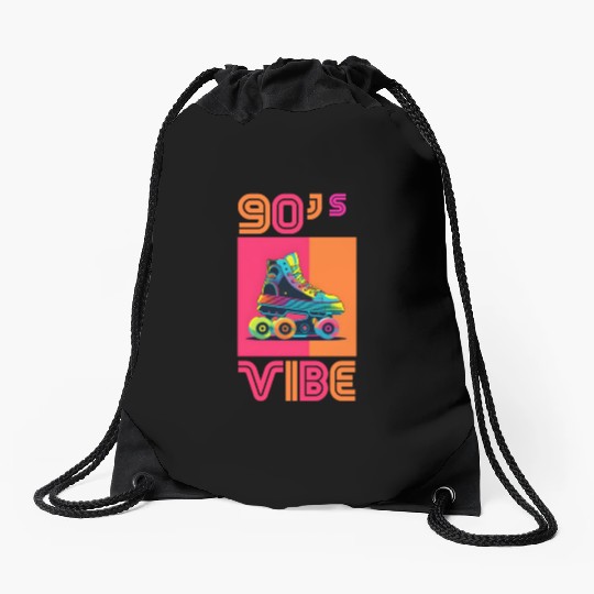 90s Vibe - I Love The 90s - Retro 90s Neon Drawstring Bags