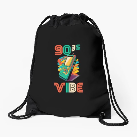 90s Vibe - I Love The 90s - Retro 90s Neon Drawstring Bags