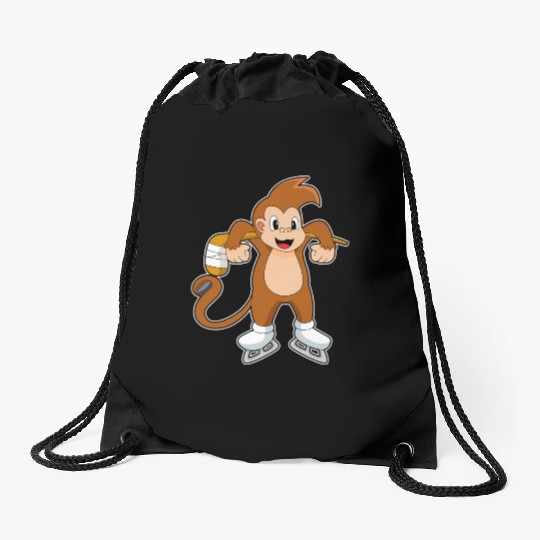 Monkey Ice Hockey Ice Hockey Stick Drawstring Bags