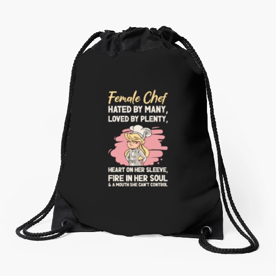 Female Chef Cooking Meals Food Lover Drawstring Bags