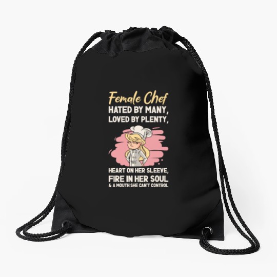 Female Chef Cooking Meals Food Lover Drawstring Bags