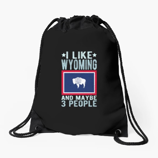 Wyoming Flag US State Drawstring Bags