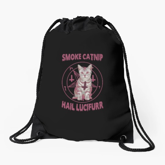 Smoke Catnip Hail Lucifurr Drawstring Bags
