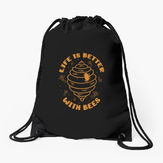 Beekeeper Bees Insects Flowers Bee Lover Plants Drawstring Bags