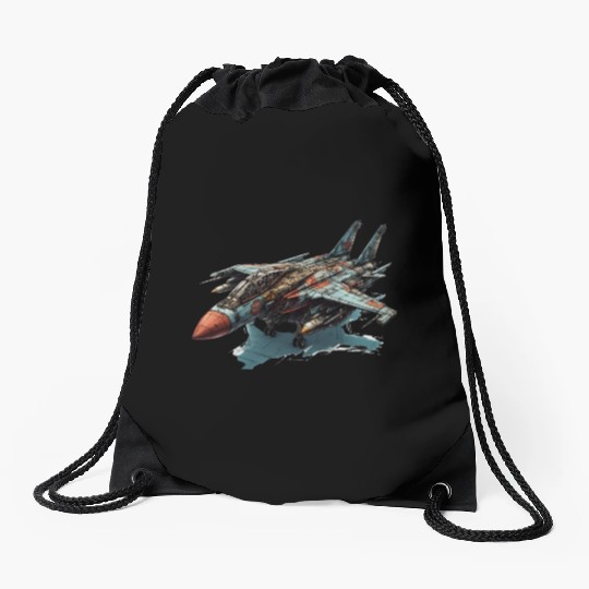 FIghter jet Drawstring Bags