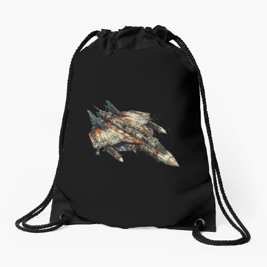 Sci fi FIghter jet Drawstring Bags