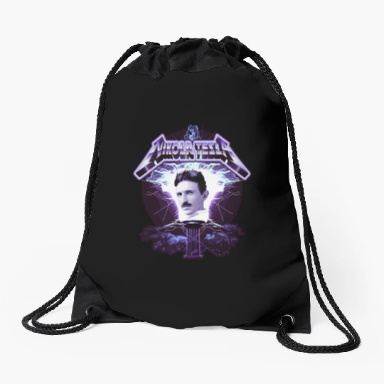 Nikola Tesla Heavy Metal Electricity by gnarly Drawstring Bags
