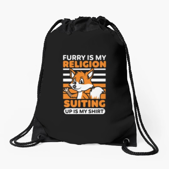 Furry Is My Religion Fox Wolf Anime Fursuit Drawstring Bags
