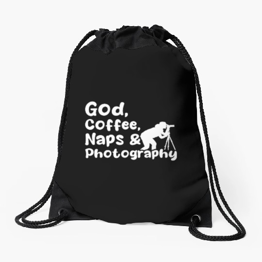 God, Coffee, Naps & Photography Drawstring Bags