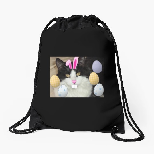 Easter Bunny Cat Face Decor Drawstring Bags