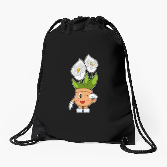 Plant Pot Calla Lily Flower Drawstring Bags