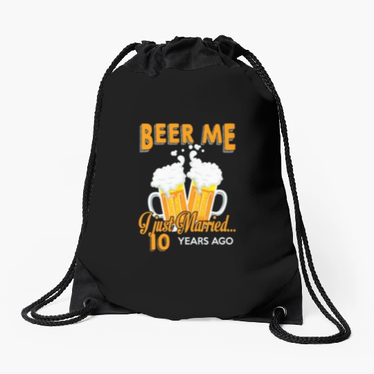 Anniversary Gift 10th 10 Years Wedding Celebration Drawstring Bags