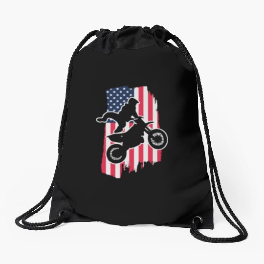 Dirt Bike USA Drawstring Bags