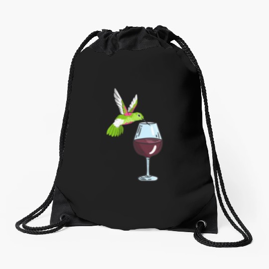 Hummingbird Drinking Wine Birdwatching Hummingbird Drawstring Bags