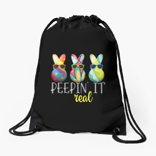 Peepin 39 It Real Happy Easter Bunny Egg Hunt Drawstring Bags