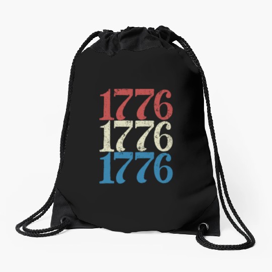 1776 4th Of July Usa Flag Red Drawstring Bags
