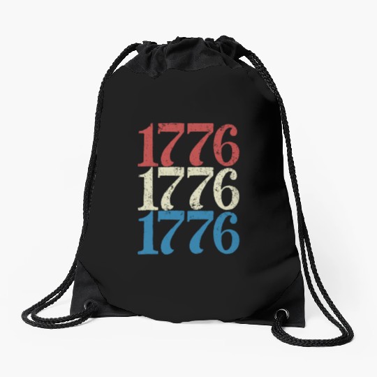 1776 4th Of July Usa Flag Red Drawstring Bags