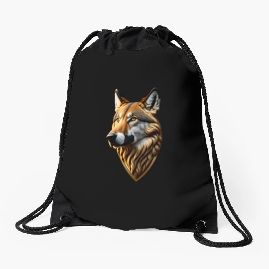 Brown Wolf Graphic Drawstring Bags