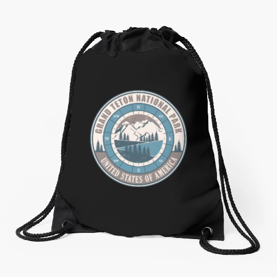 Grand Teton National Park US Vintage Hiking Drawstring Bags