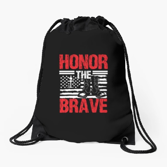 Soldier honor the brave military army veteran Drawstring Bags