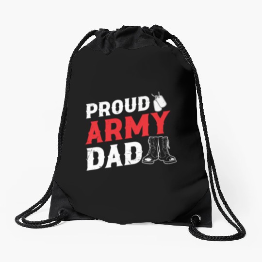 Soldier proud army dad military american veteran Drawstring Bags