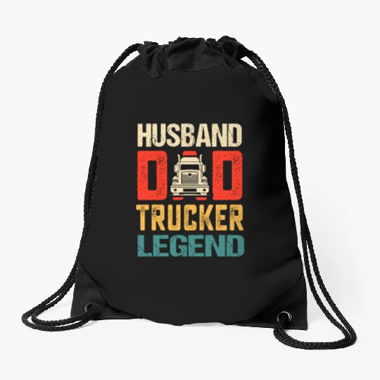 Husband Dad Trucker Legend Truck Driver Drawstring Bags
