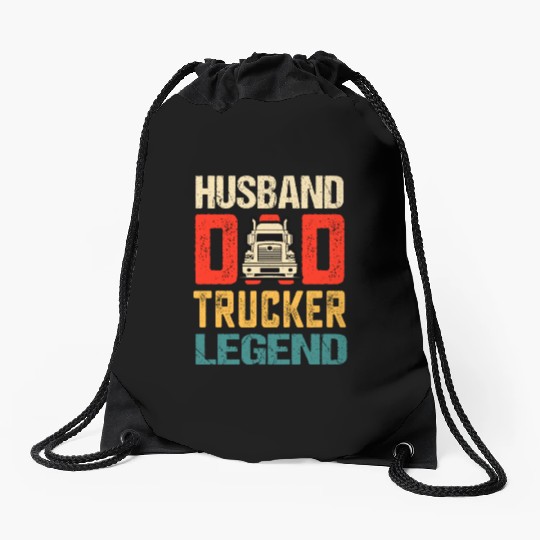 Husband Dad Trucker Legend Truck Driver Drawstring Bags
