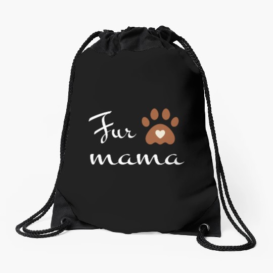 Fur mama cute dog lovers Drawstring Bags