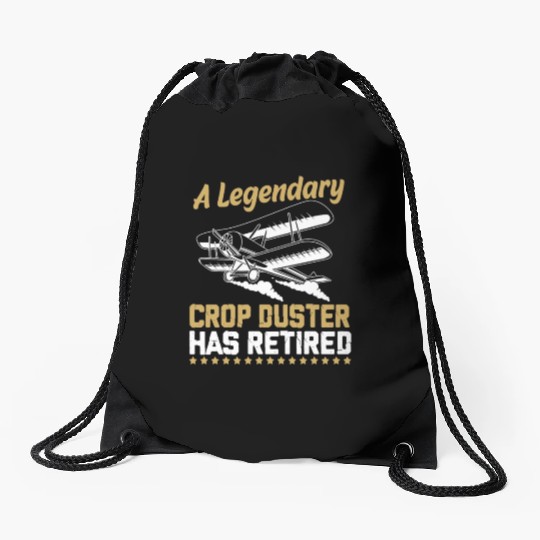 Funny Retirement Quotes Retired Crop Duster Drawstring Bags