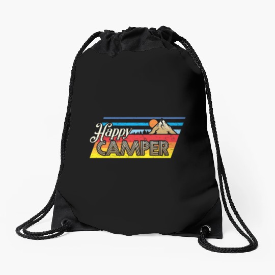 Happy Camper Drawstring Bags