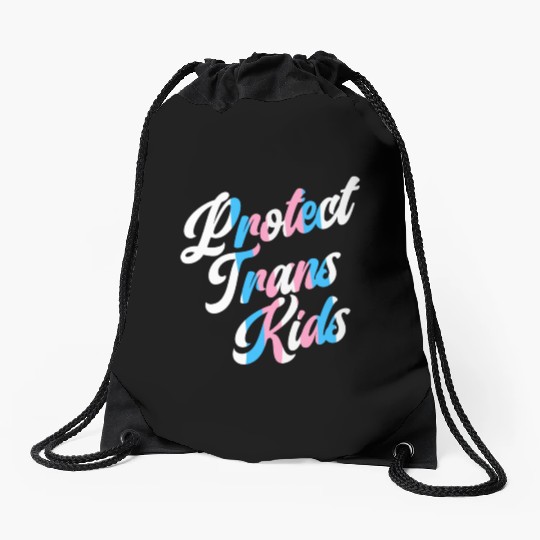 Protect Trans Kids Rainbow Pride LGBTQ Transgender Drawstring Bags