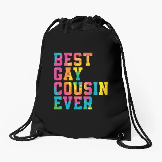Best Gay Cousin Ever Rainbow Pride Month LGBTQ Gay Drawstring Bags