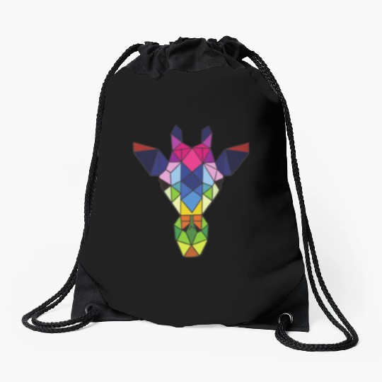 giraffe head made of geometric shapes Drawstring Bags
