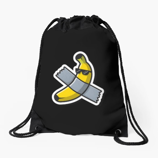 Cute Banana Art Using Glasses Drawstring Bags