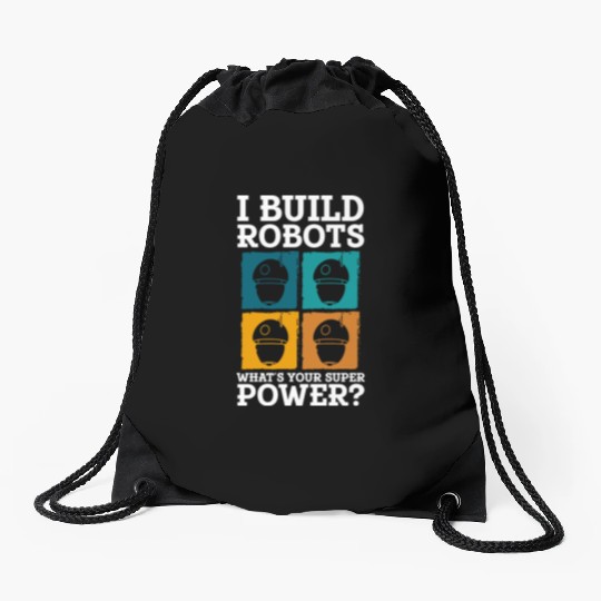 Robot Retro Drawstring Bags